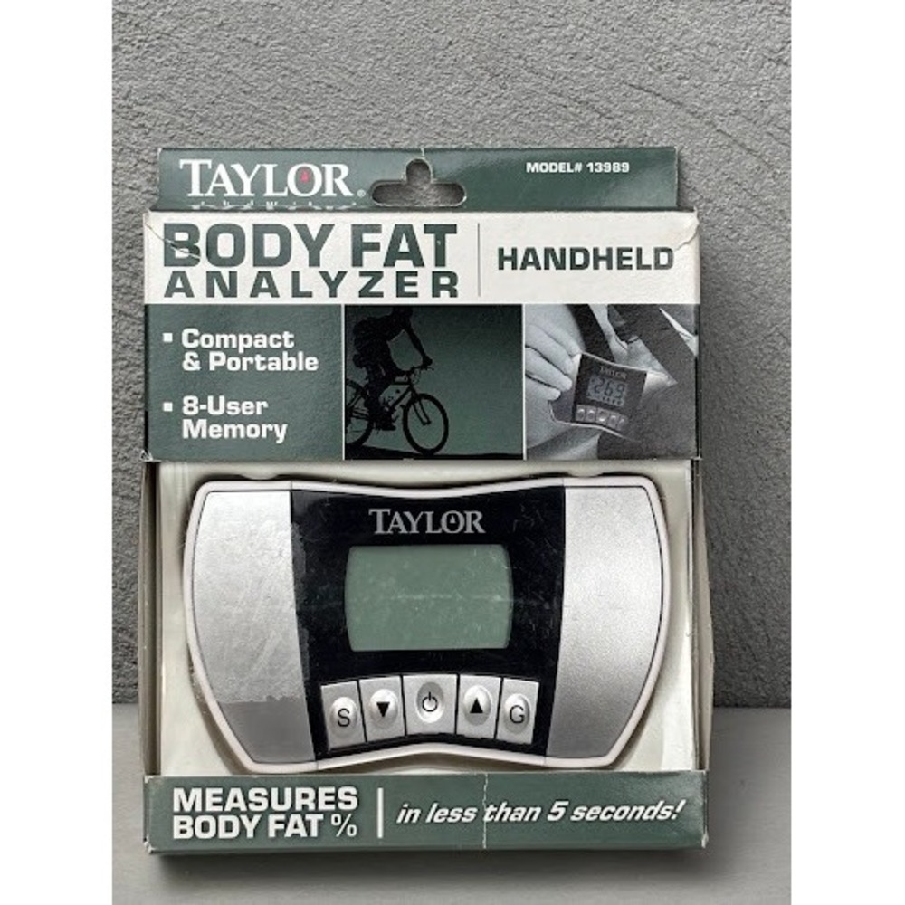 Taylor Handheld Body Fat Analyzer Model 13989 Compact 8-User Memory Fitness Tech
